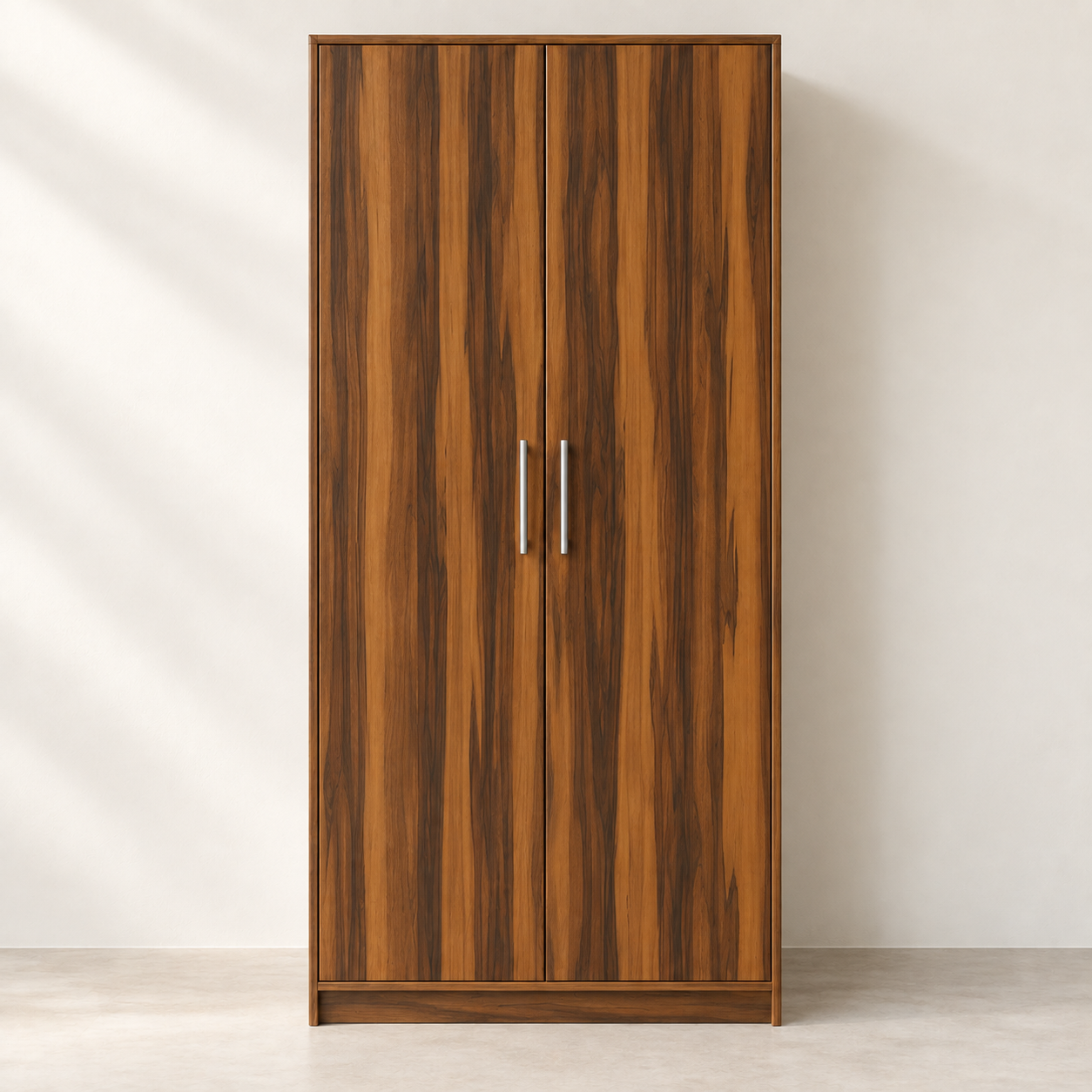 Double Door Wardrobe | 6.5 Ft × 3 Ft | Rattan Cane Dark | Pre-Assembled