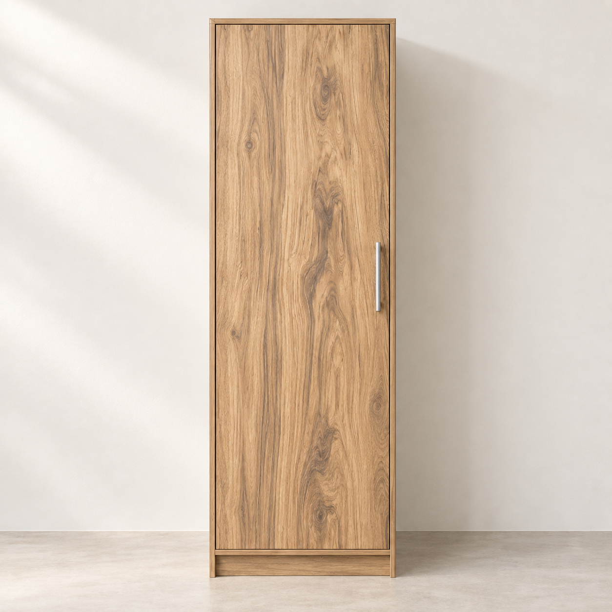 Single Door Wardrobe | 6 Ft × 2.5 Ft | Unique Oak Light | Pre-Assembled